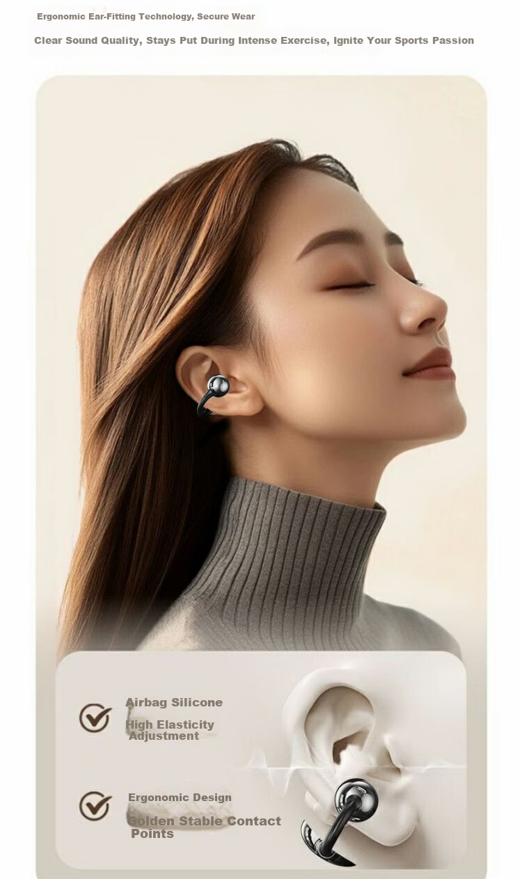 WITGOER [Latest 2026 Women's Model] Bluetooth Earphones, Clip-On Wireless Open Non-In Bone Conduction, Ultra-Long Battery Life, Sports Ultra Running Star Ring, Comfortable for Long-Term Wear 4