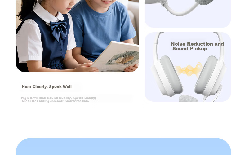 IKF Fkids Y01 Wired Over-Ear Headphones for Students, English Listening and Speaking Exam, Children's Online Learning Headset, 3.5mm Jack, Moonlight White 20