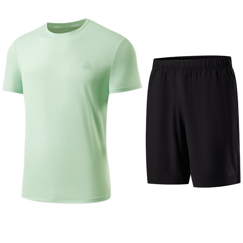 Peak Quick-Dry Men's Sports Set Summer Running Casual Breathable Badminton Two-Piece Short Sleeve and Shorts DF152007