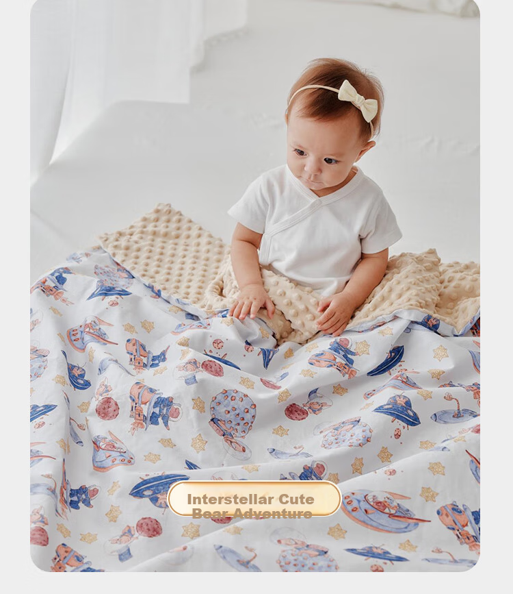 YEEHOO A-Class Baby and Child Cotton Comfort Bean Velvet Blanket Double-Sided Detachable Quilt Cover Play Town 100*120cm 14