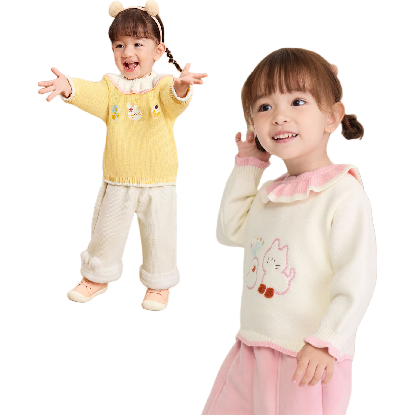 BALABALA balaOne Girls' Knit Sweater Children's Winter 2025 Baby Knitwear Cute 208425103006