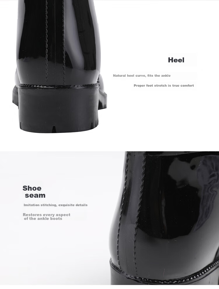 FOOTOPPO Women's Chelsea Rain Boots Fashion Short Waterproof Non-Slip Rubber Shoes Adult Short Water Shoes 18