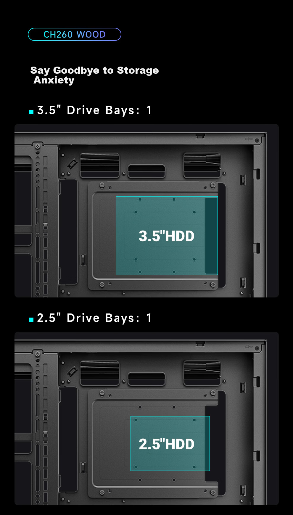 DEEPCOOL CH260WOOD Black Case Compatible with Backplate Motherboard / 360mm Water Cooling / ATX Power Supply / 174mm Air Cooling / Wood Grain Finish I/O Interface 11