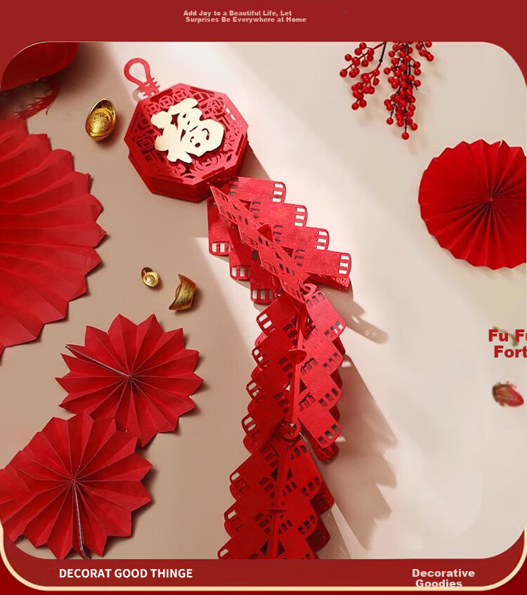 Dipur New Year Decoration Happy New Year Pendant 2026 Year of the Horse Spring Festival Atmosphere Living Room Decoration Fu Character Pendant 9