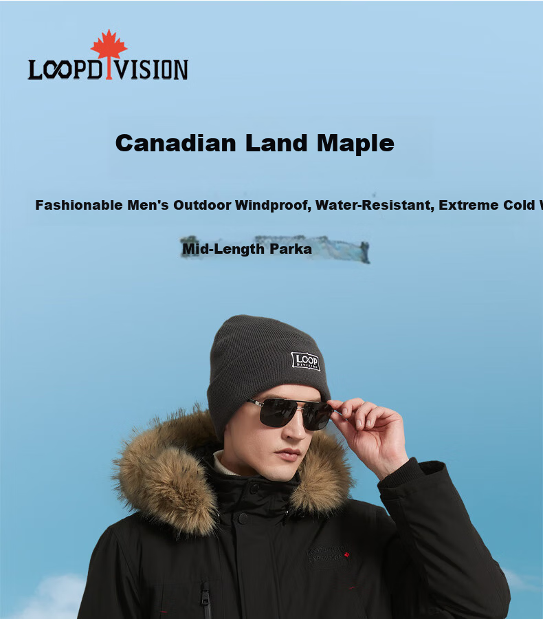 LOOPDIVISION Men's Outdoor Windproof Water-Repellent Extreme Cold Warm Mid-Length Parker Coat ROGER 1