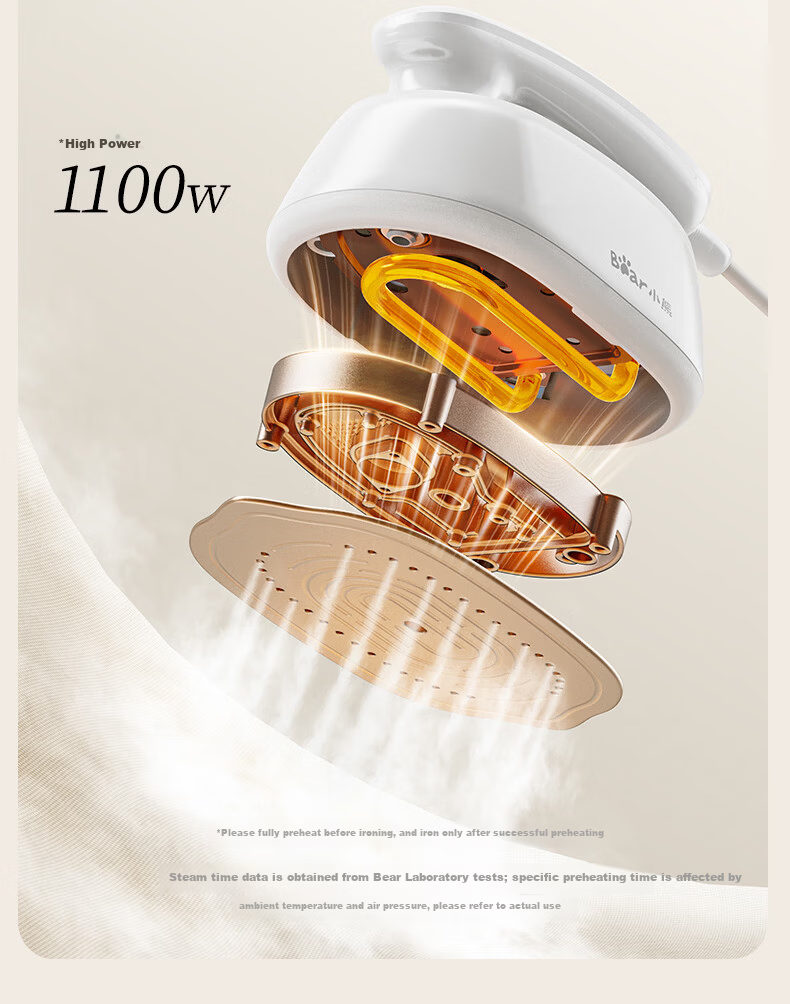 Bear Handheld Garment Steamer 17g/min High Steam 110mL Water Tank Home Mini Iron DYD-E11R3 9