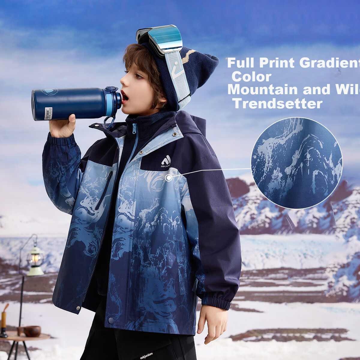 ASK JUNIOR Kids' Jacket Boys' Spring Traditional Chinese Style Outdoor Mountaineering Windproof Coat Navy Blue 130 3