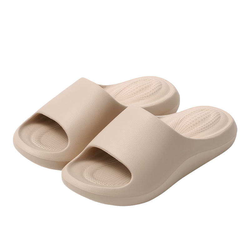 MINISO Little Cloud Shield Rebound EVA Slippers Women Summer Indoor Home Bathroom Non-Slip Slippers Men Oatmeal Size 42-43