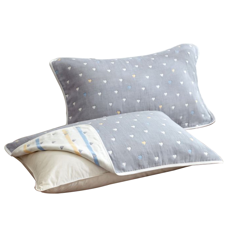 MUJI A-Class 100% Cotton Six-Layer Gauze Pillowcase Summer Breathable Cotton Pillow Cover Anti-Slip Single Pack 52x78cm