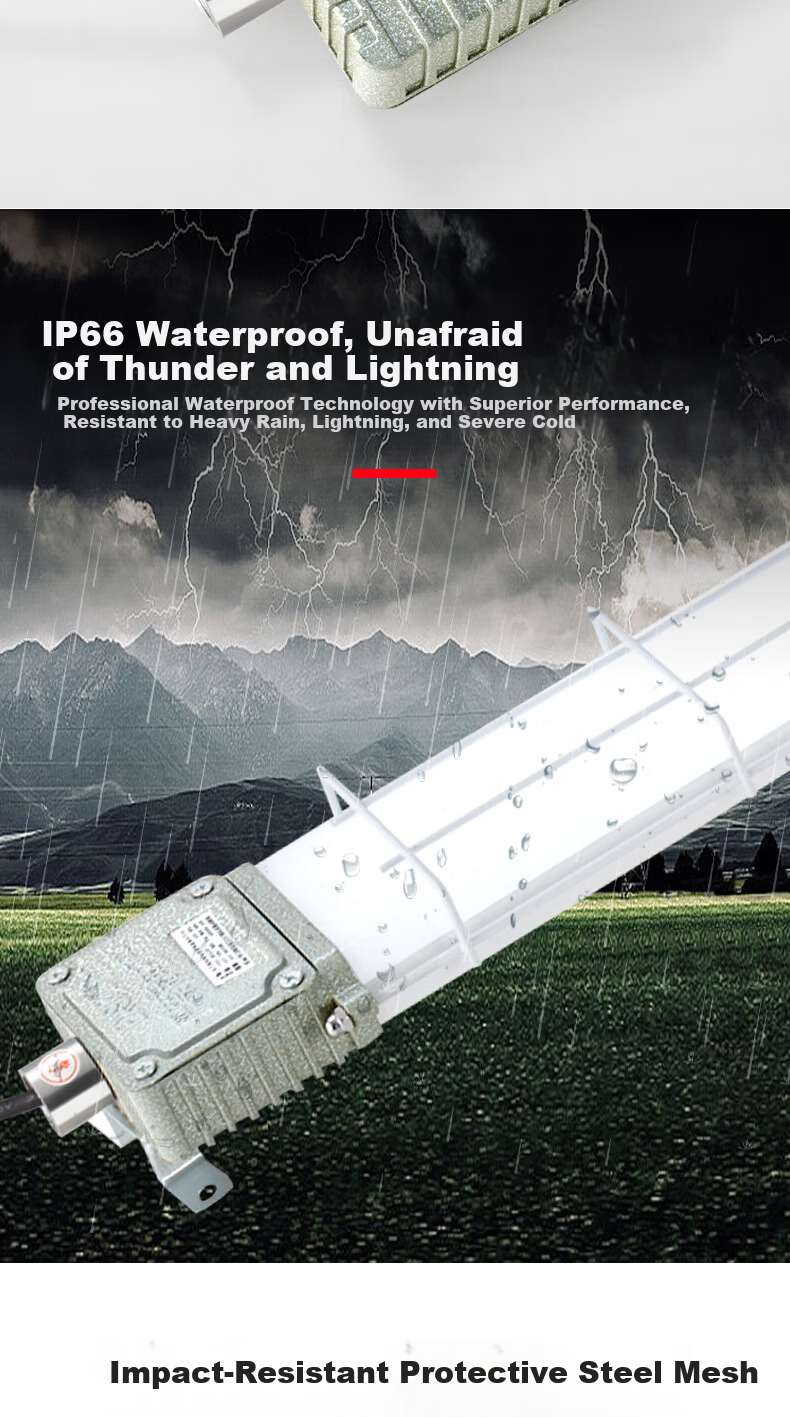 Yaming LED Explosion-Proof Fluorescent Tube Light, 1.2m 60W White Light, Dustproof and Waterproof Industrial Workshop Lighting Fixture 7