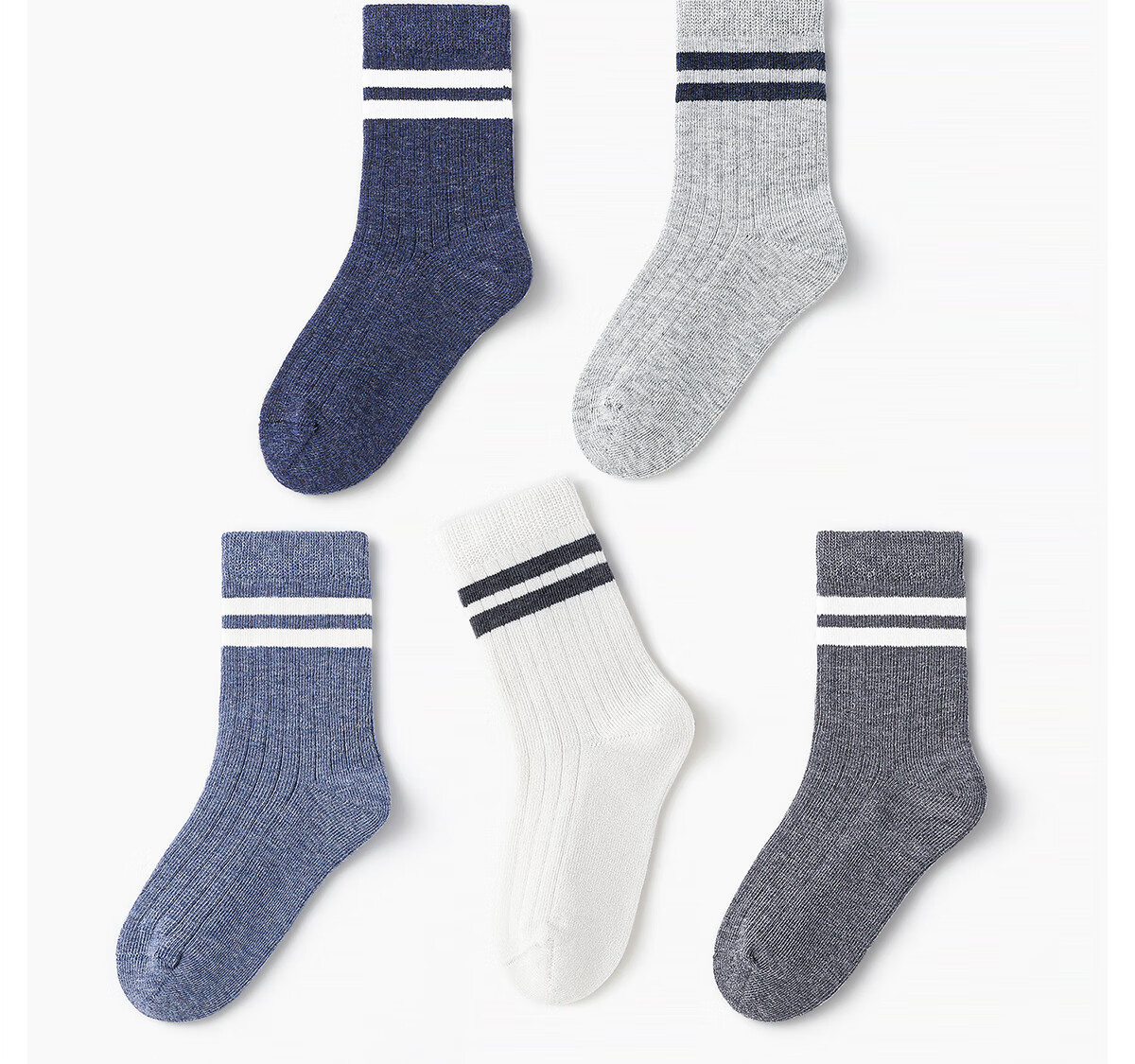 Banbi Children's Socks, Autumn And Winter, for Students And Boys, Spring And Fall, Seamless Mid-Calf Cotton Socks, BB22512, Sizes 22-24 19