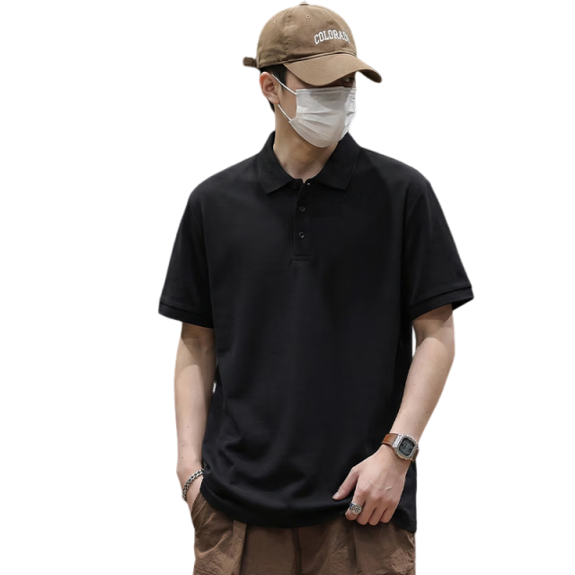 Jeanswest Men's Short Sleeve Polo Shirt 2026 Summer Mint Cooling Casual T-Shirt Base Layer Black 2XL