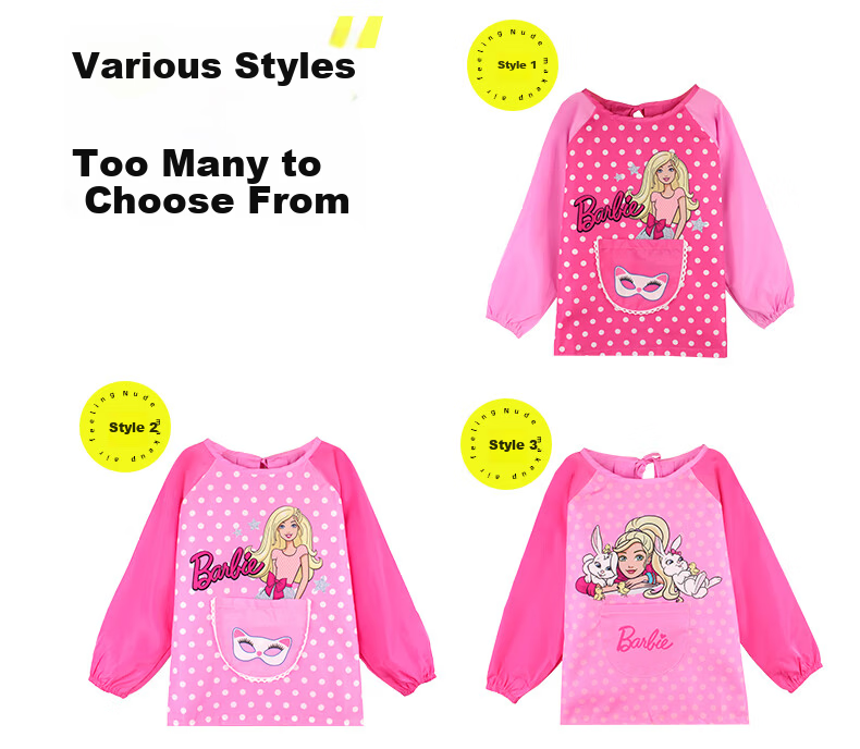 Barbie Baby Bib Apron Waterproof Anti-Dirt Toddler Girls' Painting Smock Reversible Infant Overclothes 3