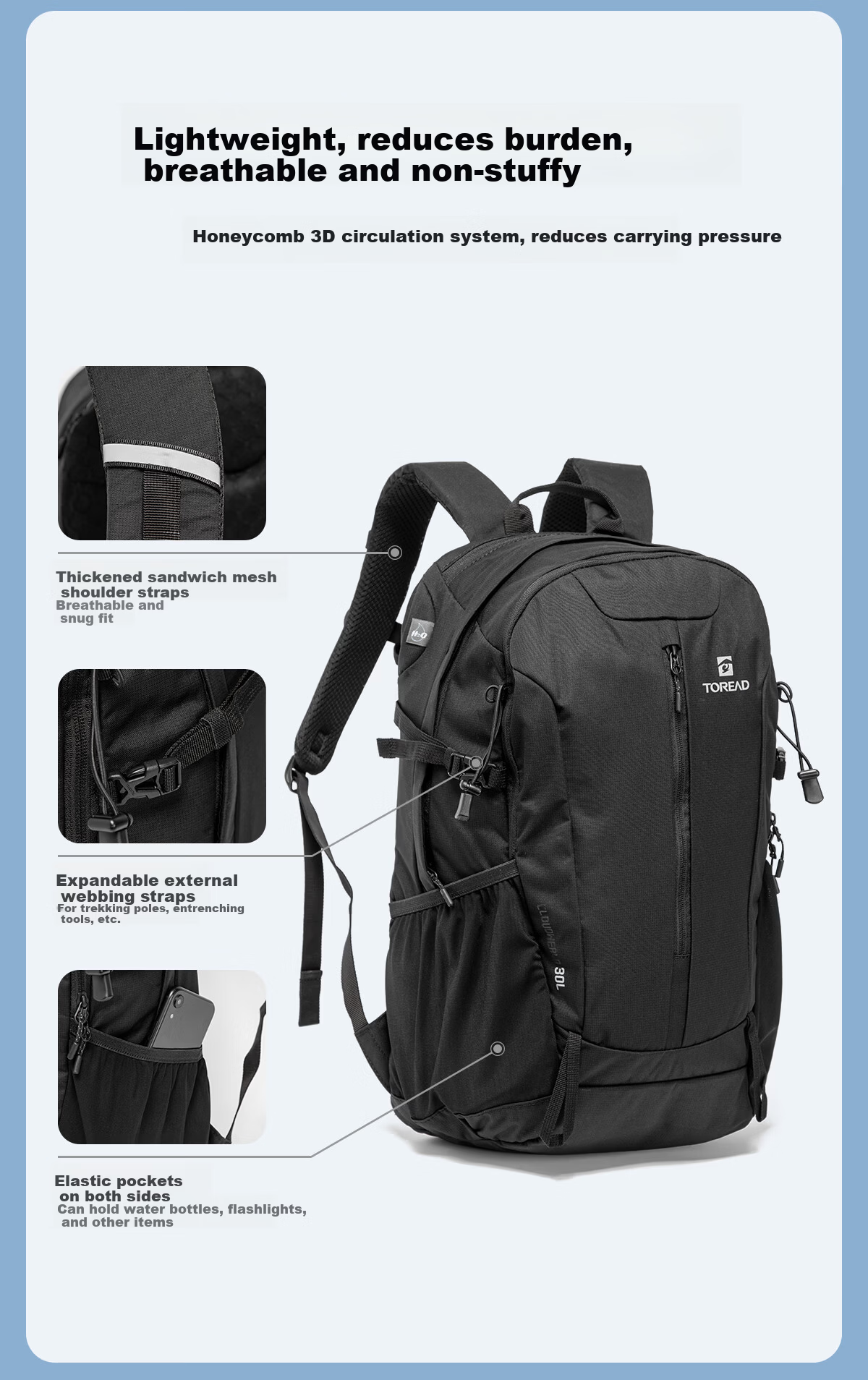 TOREAD Yunye 30L Hiking Backpack Camping Travel Outdoor Shoulder Bag TEBBBN80709 2