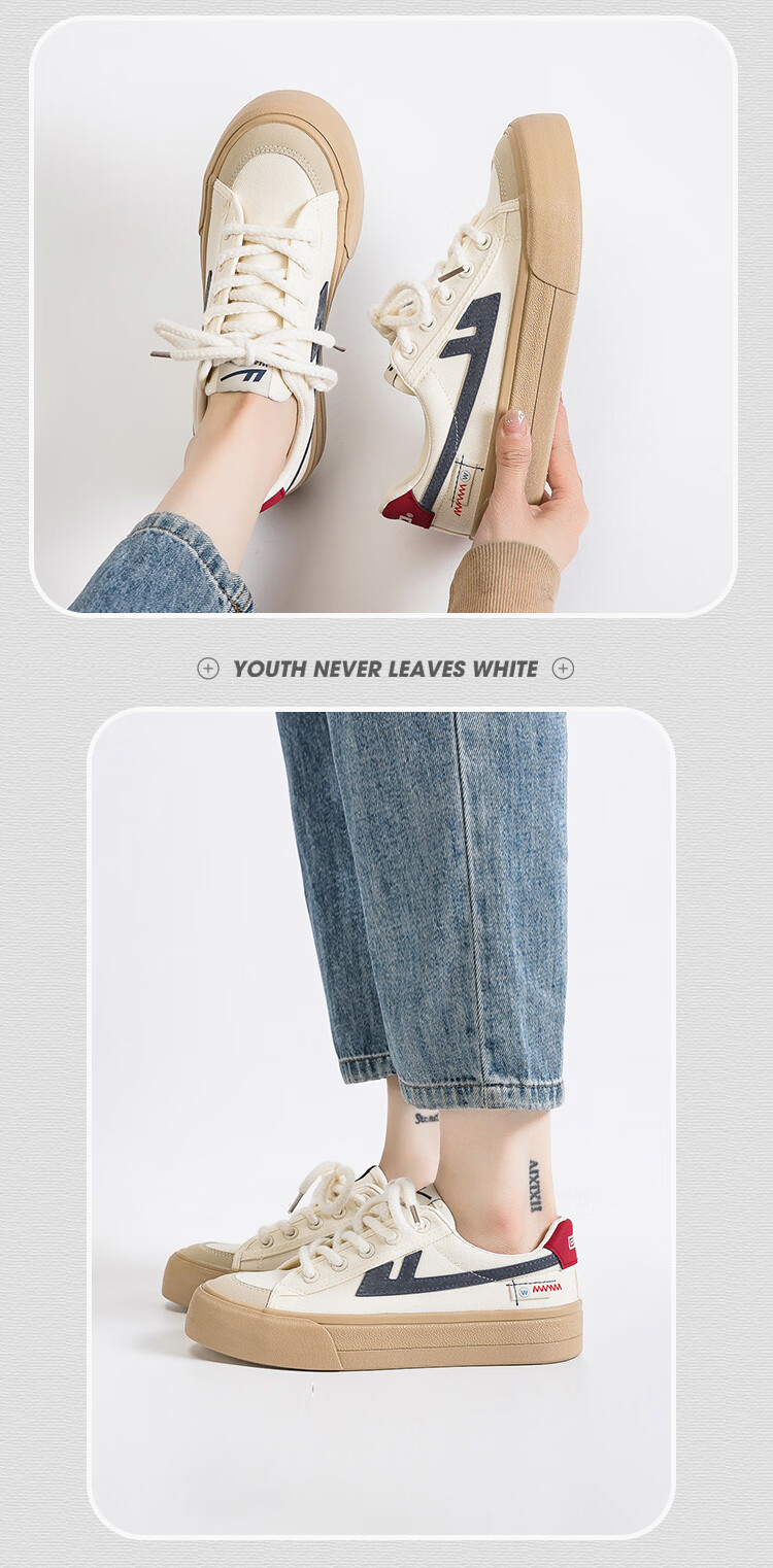 Warrior Canvas Shoes Women 2026 Spring New Fashion Thick Sole Versatile White Sneakers Ladies Skate Shoes 581 Pink 37 9