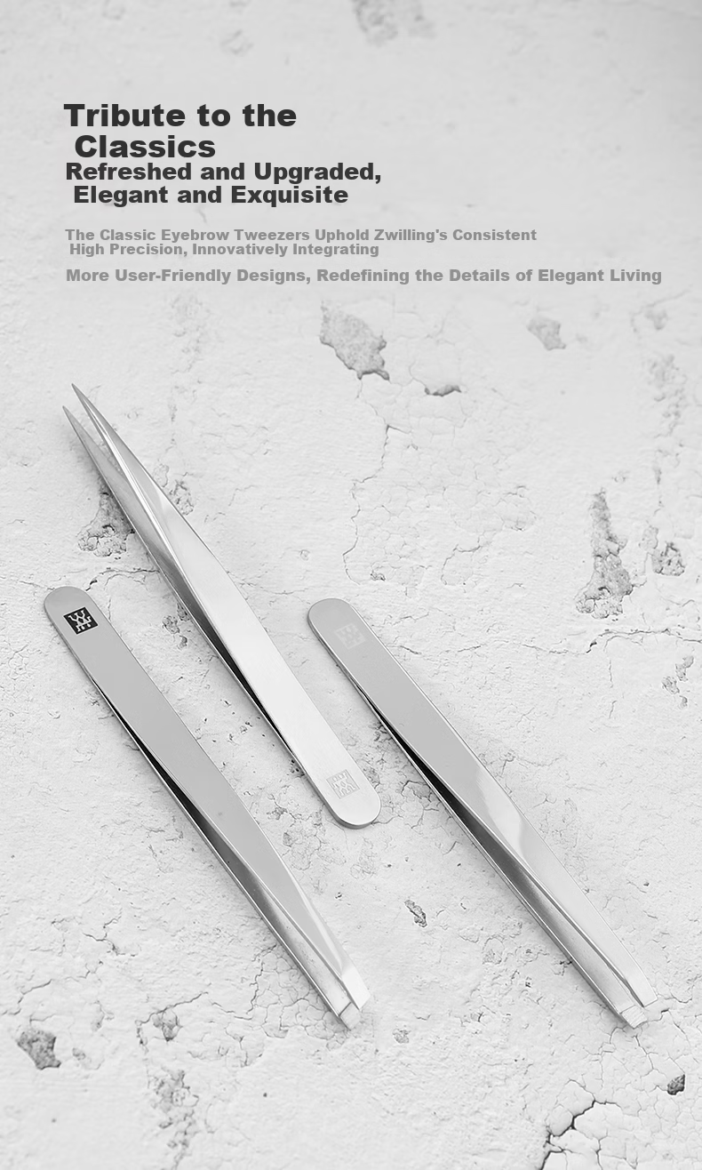 ZWILLING Flat Tip Eyebrow Tweezers Stainless Steel Anti-Slip Eyebrow Grooming Tool Beard Hair Removal Beauty Tool Germany 4