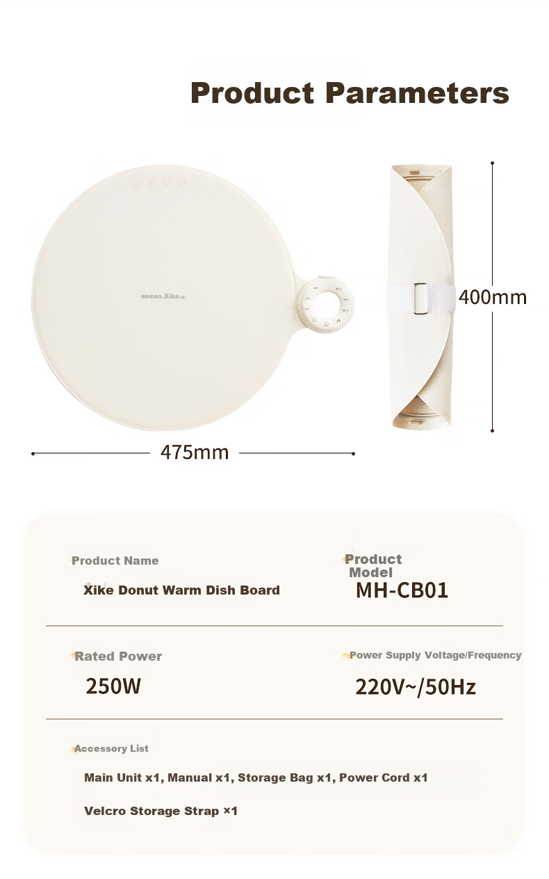 Xike Warm Cutting Board Hot Dish Insulation Board Fast Heating Multifunctional Foldable Flexible Silicone Heating Pad Round 2025 New Smart Constant Temperature MH-CB01 11