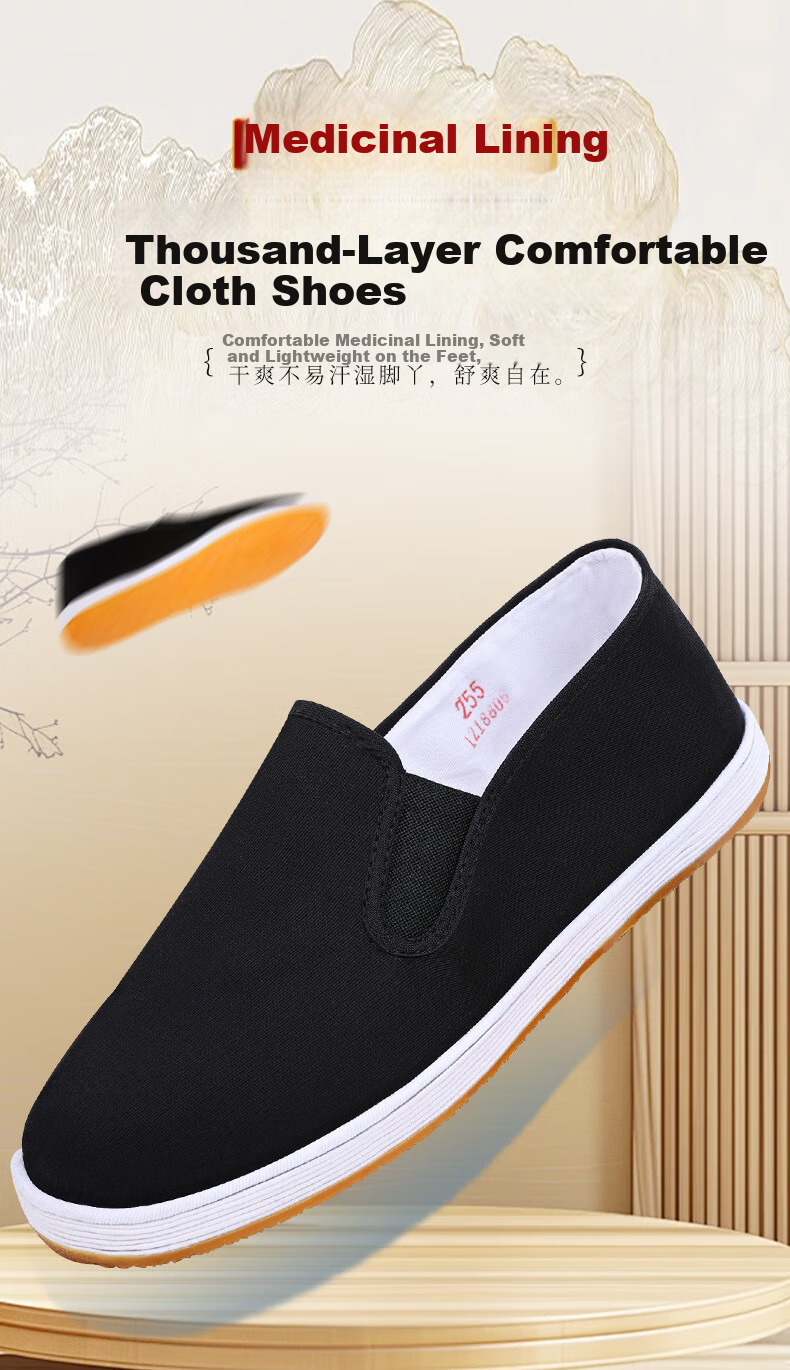 BUSHEYUAN Traditional Handmade Multi-layer Sole Elderly Shoes Men's Middle-aged and Elderly Dad Shoes YW03JP Beef Tendon Sole Size 39 1