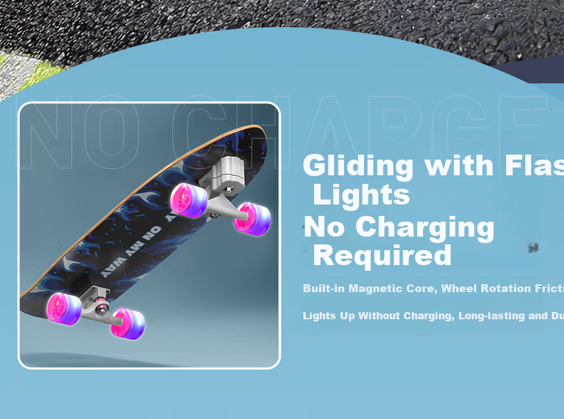 SWAY Land Surfing Professional Skateboard Four-Wheel Adult Fish Board No-Push Street Cruiser Commuter Children's Beginner Road Surfing Board 15