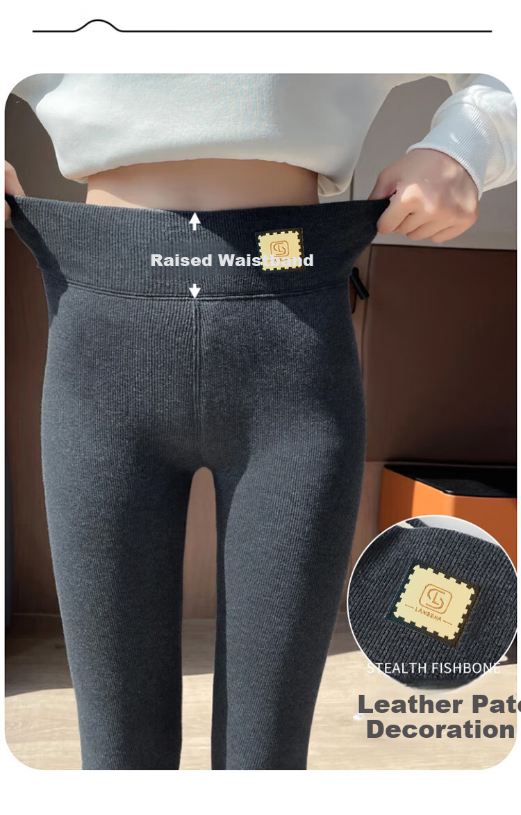 LangSha Women's Autumn Winter Fleece-Lined Thickened 300g Baby Velvet Warm Slim Fit Leggings 4