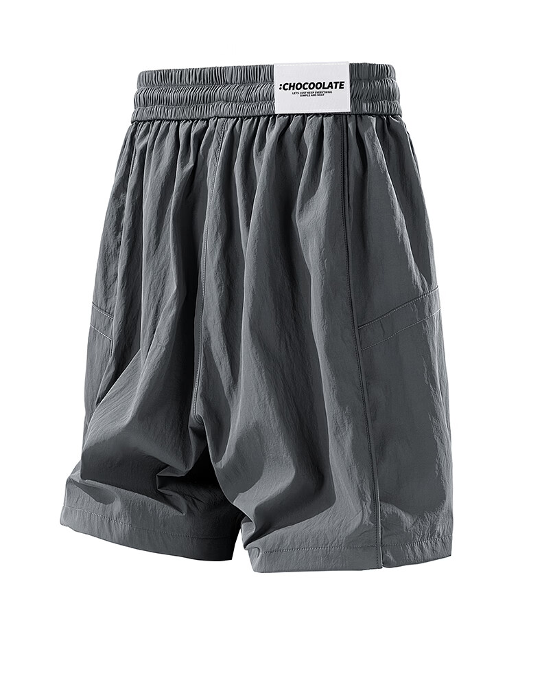 :CHOCOOLATE IT Quick-Dry Men's Summer Ice Silk American Style Loose Casual Thin Five-Point Shorts Dark Night Black M 17