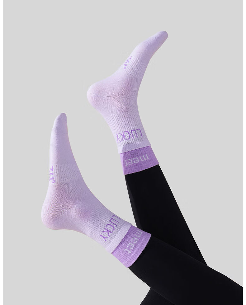 361° Spring Summer New Women's Antibacterial Breathable Sweat-Absorbing Mid-Calf Casual Running Sports Socks Pink 4-Pack 2