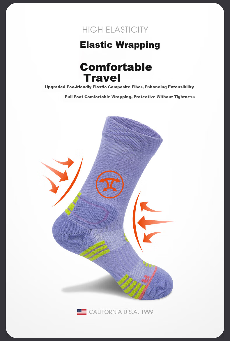 TFO 5th Generation Outdoor Socks Multifunctional Sports Running Hiking Socks 2902558 Women's Purple 7