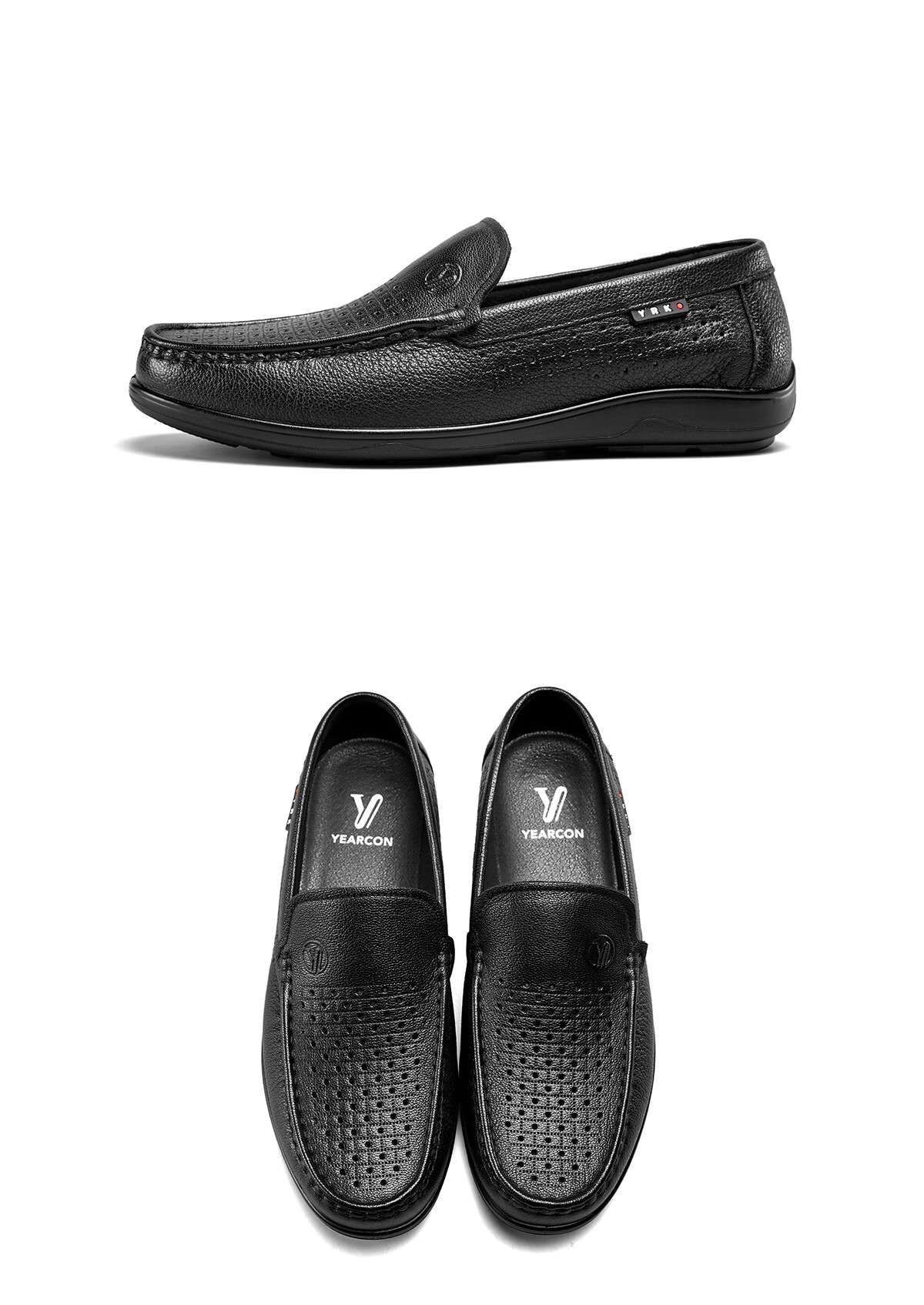 Eierkang Men's Perforated Breathable Driving Shoes Business Casual Leather Loafers Moccasins Black 38 57364W 8