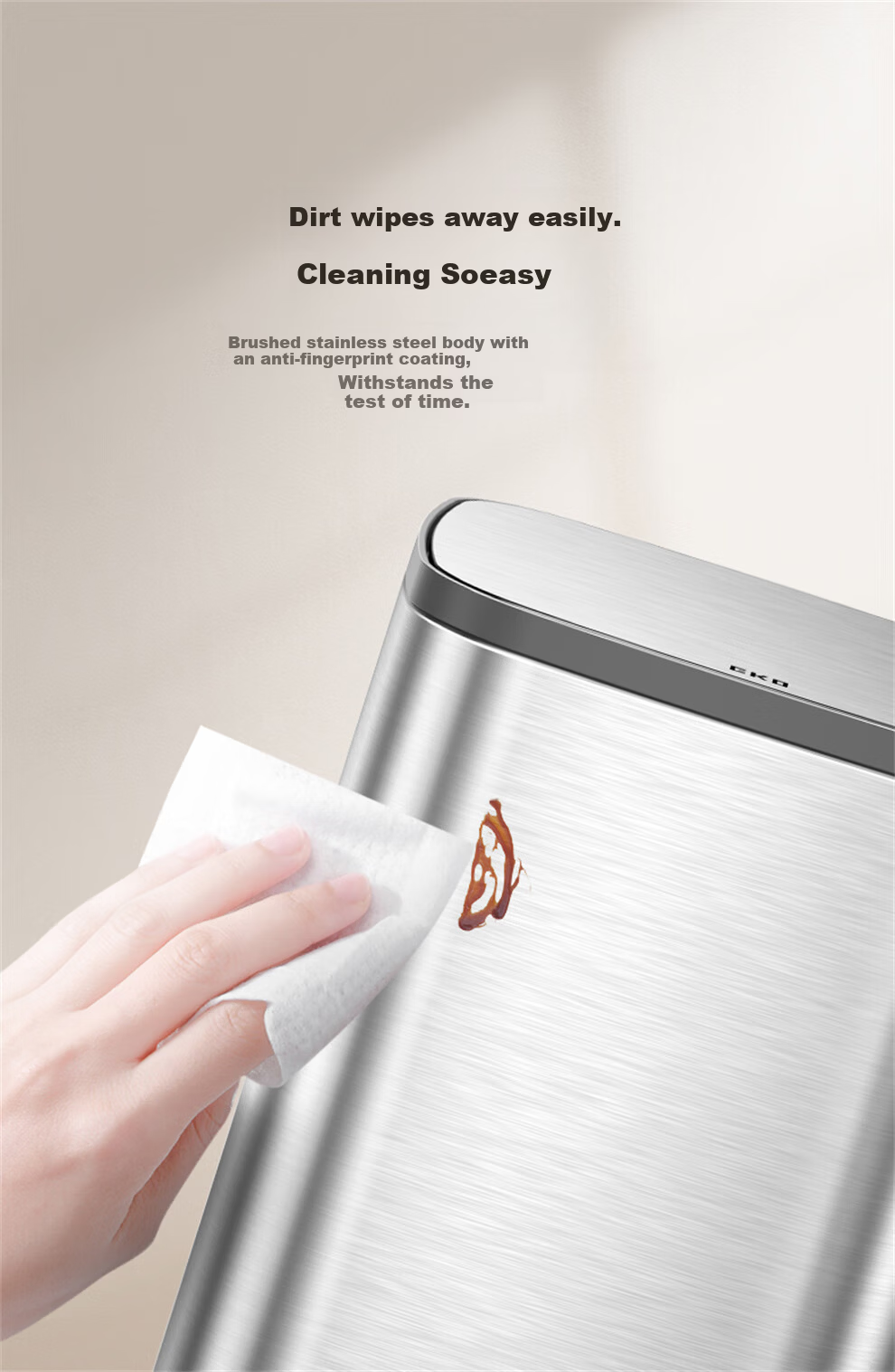 EKO 10L Stainless Steel Pedal Trash Can with Lid Large Household Bathroom Kitchen Model 9584 Recommended by Zhang Ruoyun 7