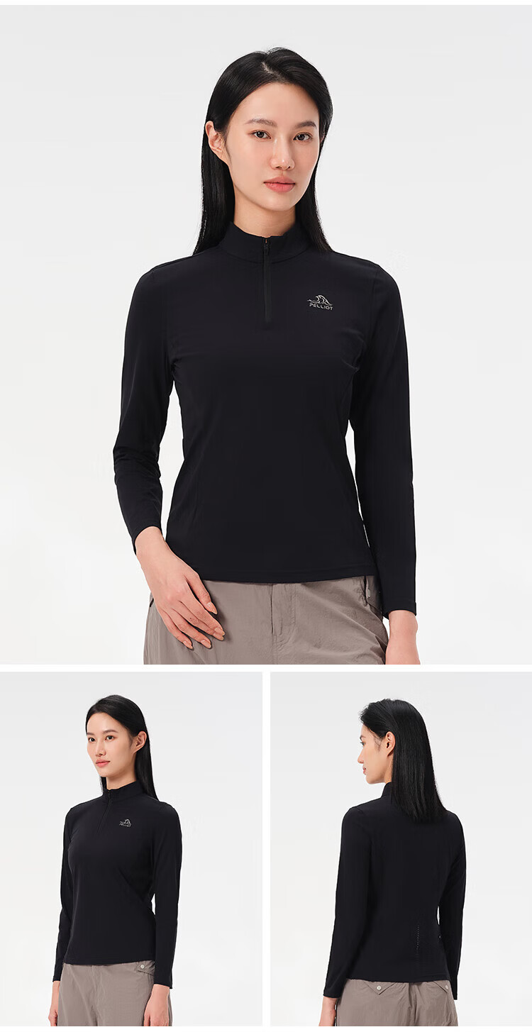 Pelliot Outdoor Quick-Dry T-Shirt Unisex Spring Summer Sports Casual Long Sleeve Stand Collar Breathable Running Hiking Shirt 115316032 8