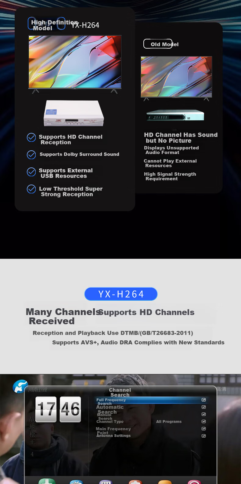 Linlei DTMB Terrestrial Digital TV Antenna HD Signal Receiver Rural Home Satellite Indoor Outdoor Universal Set-Top Box for Elderly 4