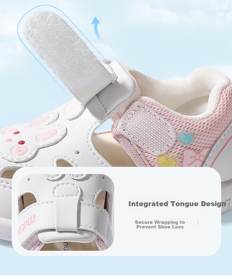 Pastoral Baby Soft Sole Sandals Toddler Boys Summer Breathable Hollow Girls Shoes Rabbit Pink White Size 19 20