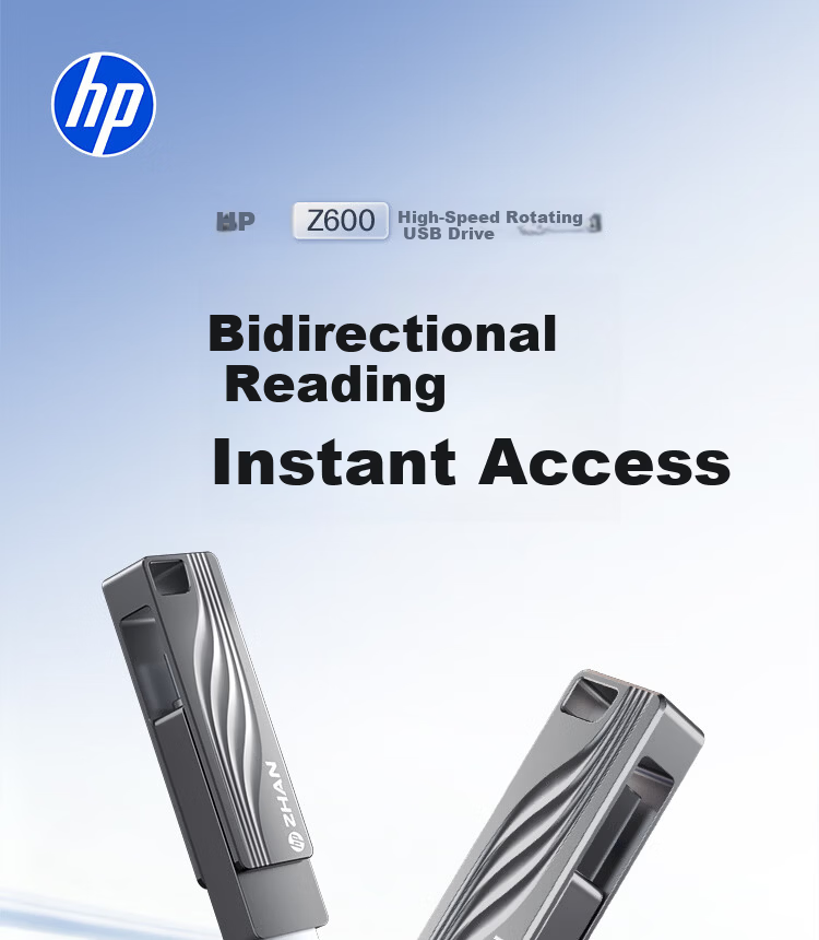 HP 256GB Type-C + USB 3.2 Dual Interface USB Flash Drive High-Speed Transfer Zhan66 Metal Rotating Office Car Backup Universal Phone and Computer Dual-Use USB Drive Silver 1