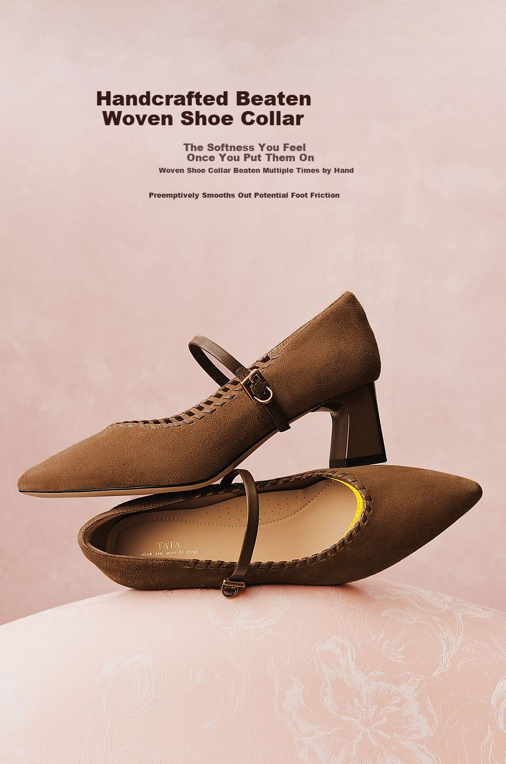 TATA 2026 Spring Mall Style Brown Low-Cut Casual Mary Jane Shoes for Women Size 36 7
