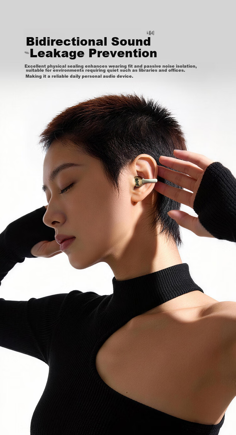 KUGOU ET300 Bluetooth 6.0 Clip-On Bone Conduction Earphones Open-Ear Wireless Sports Running Music Gaming Noise-Cancelling Long Battery Life 18