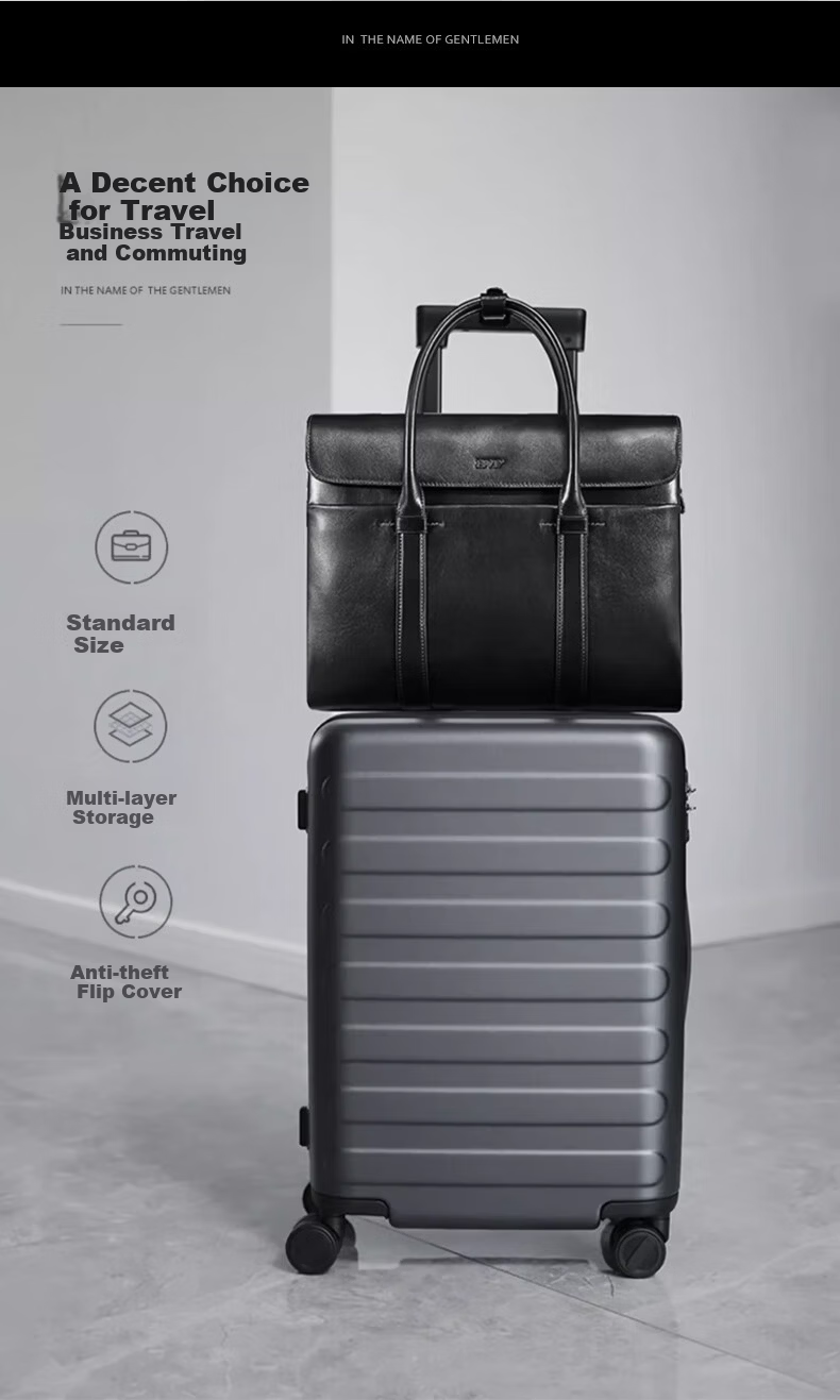 BVP Business Casual Leather Briefcase for Men Large Capacity Laptop Bag Shoulder Crossbody Bag 18