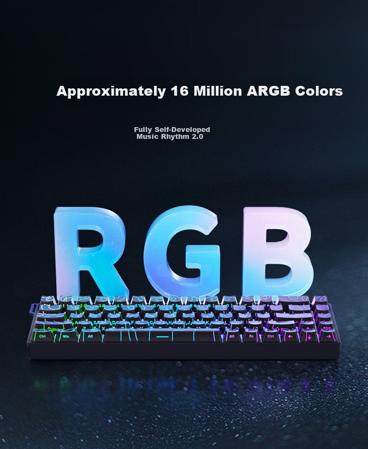 AJAZZ AK680V2 Magnetic Axis Customizable RGB Gaming Keyboard 8K Report Rate RT0.01 Valorant 68-Key Black Ice Island Switch 9