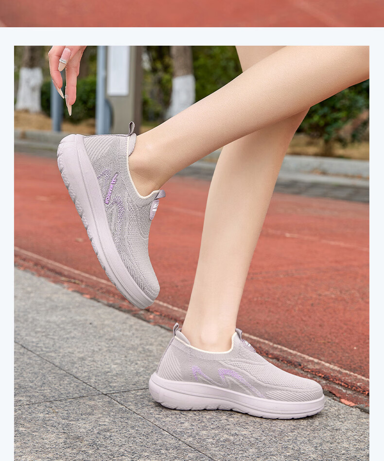 Warrior Elderly Women's Slip-On Breathable Mesh Non-Slip Sports Casual Shoes Black Purple Size 39 Model 2026 12