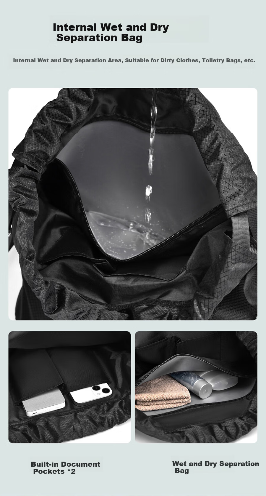 361° Sports Bag for Men Swimming Bag Basketball Bag Football Backpack Training Fitness Drawstring Shoulder Bag Black 4