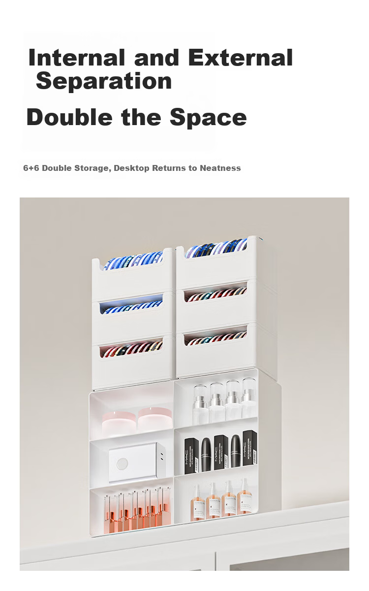 JD Jingzao White Square Drawer Desktop Organizer Six-Compartment Multi-Layer Storage Box Office Supplies Sorting Box 8