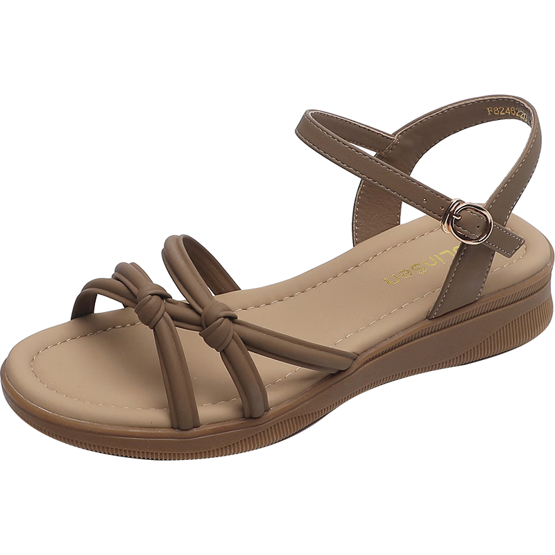 MULINSEN Women's New Commuter Elegant Roman Sandals Breathable Lightweight Summer Sandals Coffee Size 39