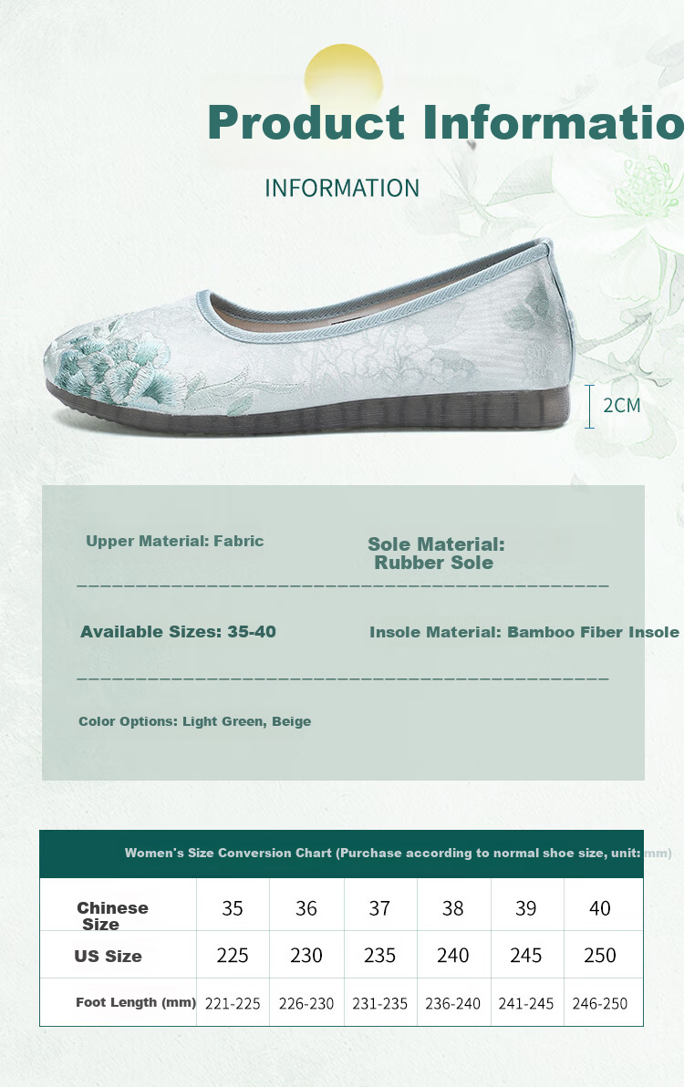 Taiheyuan Old Beijing Cloth Shoes Spring Summer Women's National Style Embroidered Elegant Soft Comfortable Non-Slip Flats Middle-Aged and Elderly Mom Shoes 5