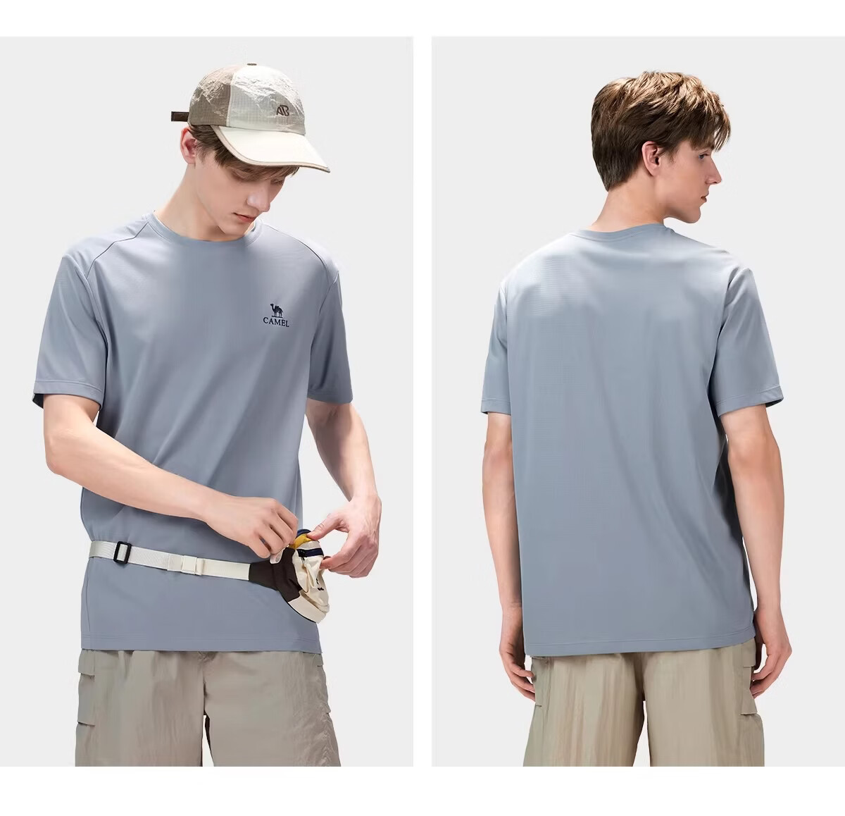 CAMEL [Toray Fabric] Outdoor Quick-Dry T-Shirt Women 2026 Spring Summer Short Sleeve Stretch Breathable Sweat-Absorbing Sports Top Men 8090 47