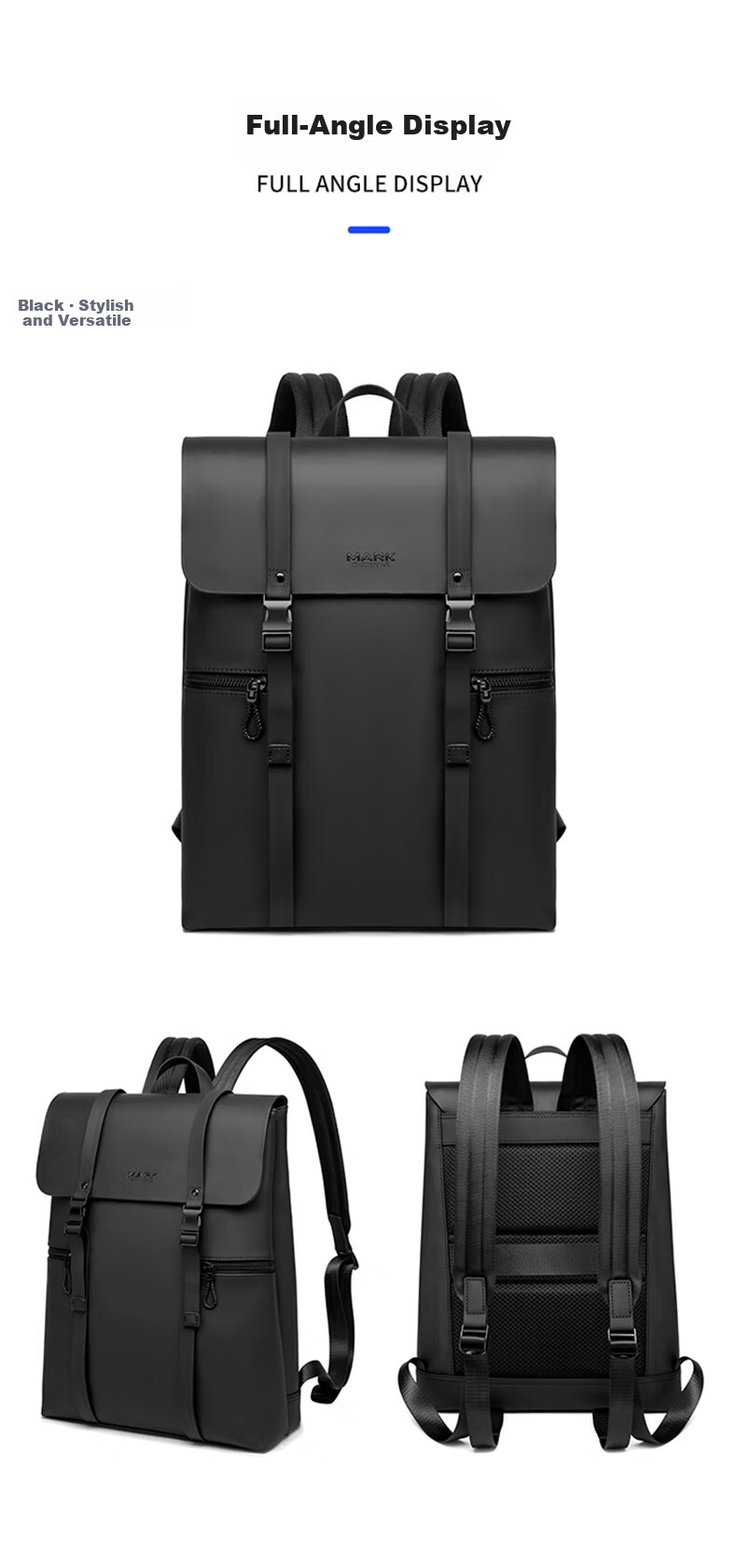MARK FAIRWHALE Genuine Leather Business Laptop Backpack Large Capacity Fits 15.6-inch Notebook Casual Commuter Travel Backpack 8