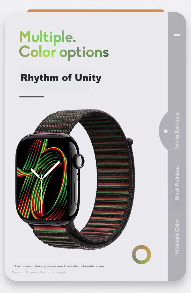 Watchbond Apple Watch Band Compatible with iWatch S9/S10 SE/8 Nylon Loop Strap for Women 7/6 Ultra 2 Men Official Unity Rhythm Band 3