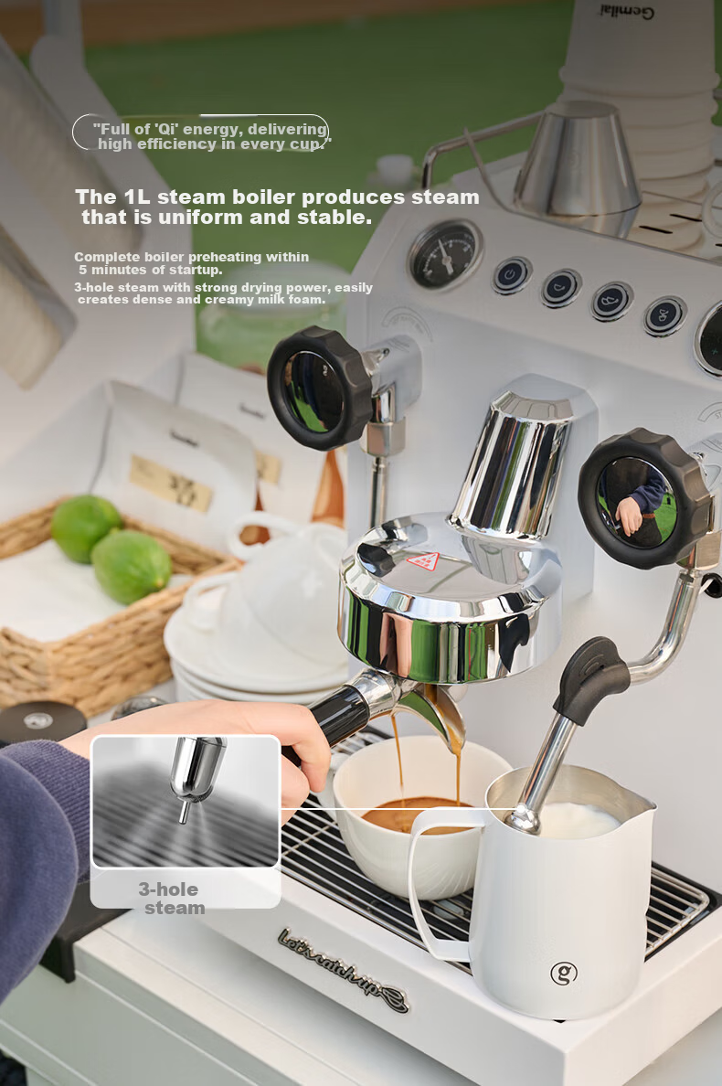 GEMILAI Gemilai 38 Gifts Double Pupil G3145B Coffee Machine Home and Commercial Semi-Automatic Coffee Maker Small Appliance American Espresso 1L Steam Boiler 4