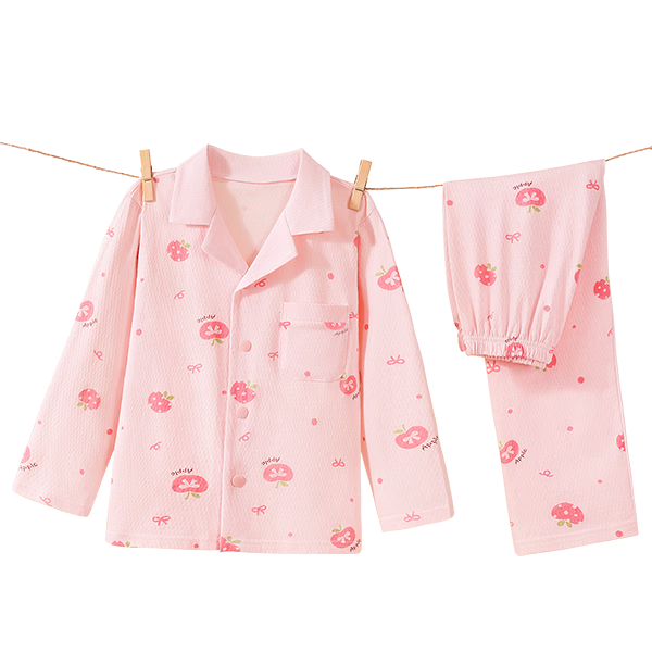 Cotton Girl's Pajamas Spring Summer 100% Cotton Homewear Set for Older Children and Teens Lightweight Breathable Mesh Air-Conditioned Clothing