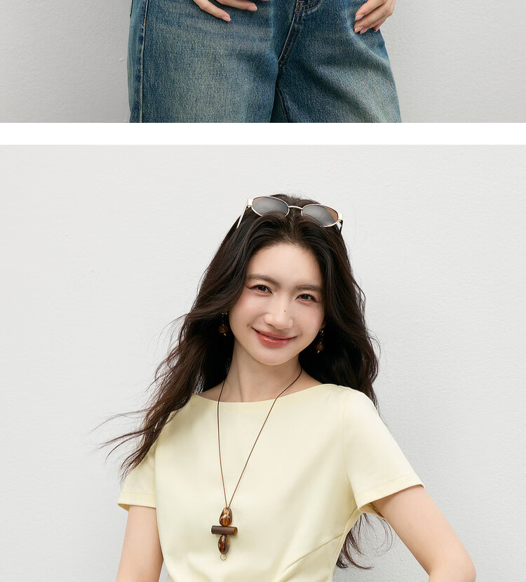 Shangdu Bila Off-Shoulder Pure Cotton T-Shirt Women Spring Summer Twist Knot Irregular Hem Short Sleeve Slimming Top 17