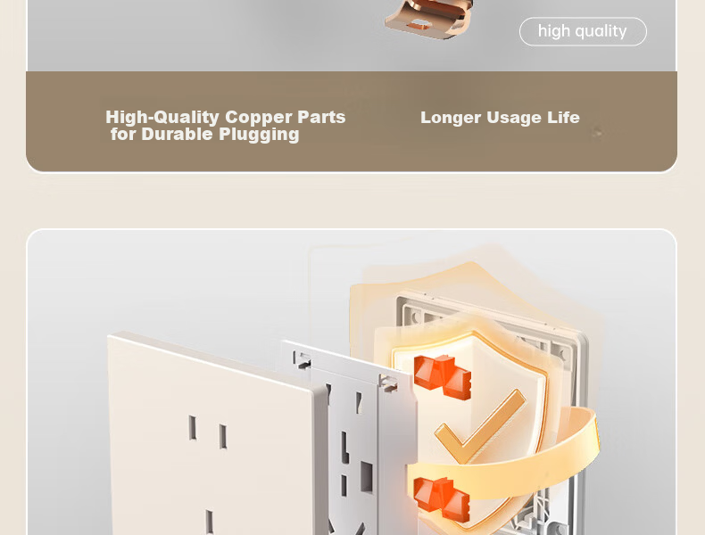 CHNT Switch Socket No-Paint Cream Style Large Panel Socket Faceplate Concealed X1M One-Gang Two-Way Control Phantom Silver Gray 38