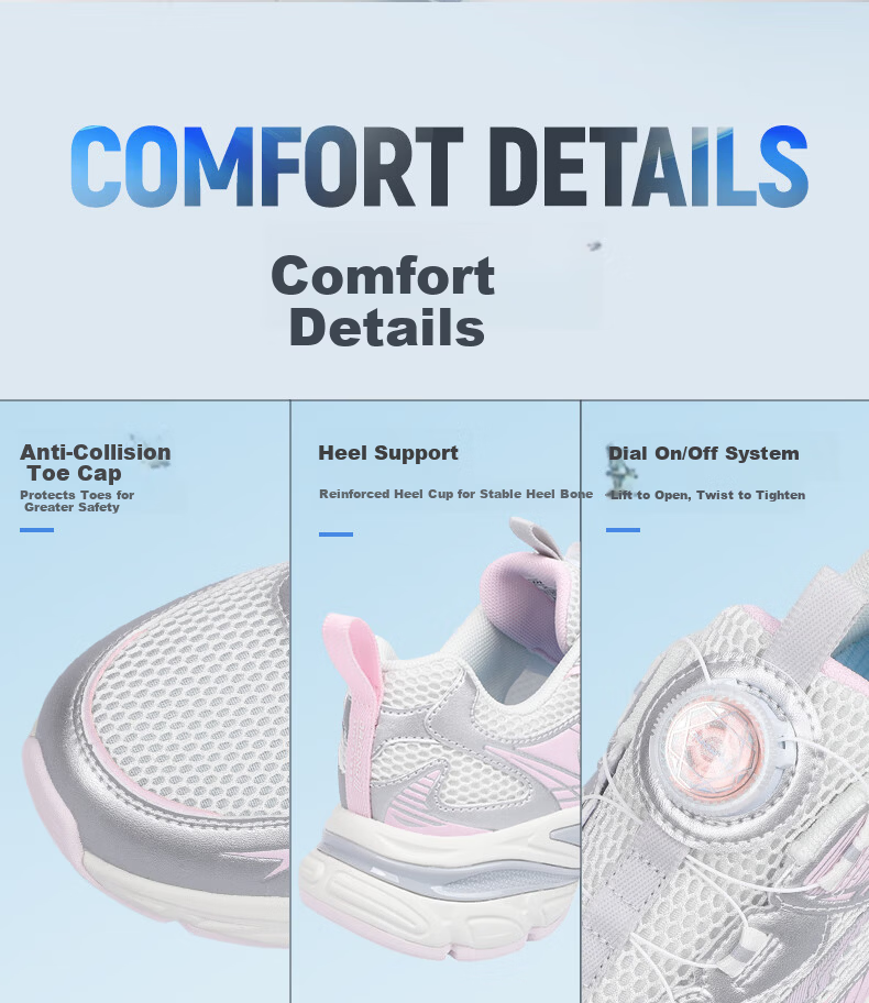 DR·KONG Spring Sports Shoes for Girls with No-Tie Button 2C10B1022BW Beige/Silver/Pink Size 37 6